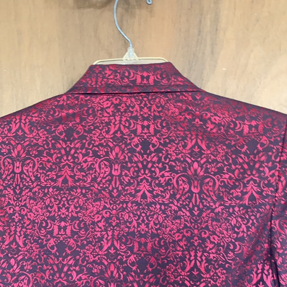 VINTAGE Y2K blazer red & black print with shimmer with padded shoulders - Picture 5 of 17